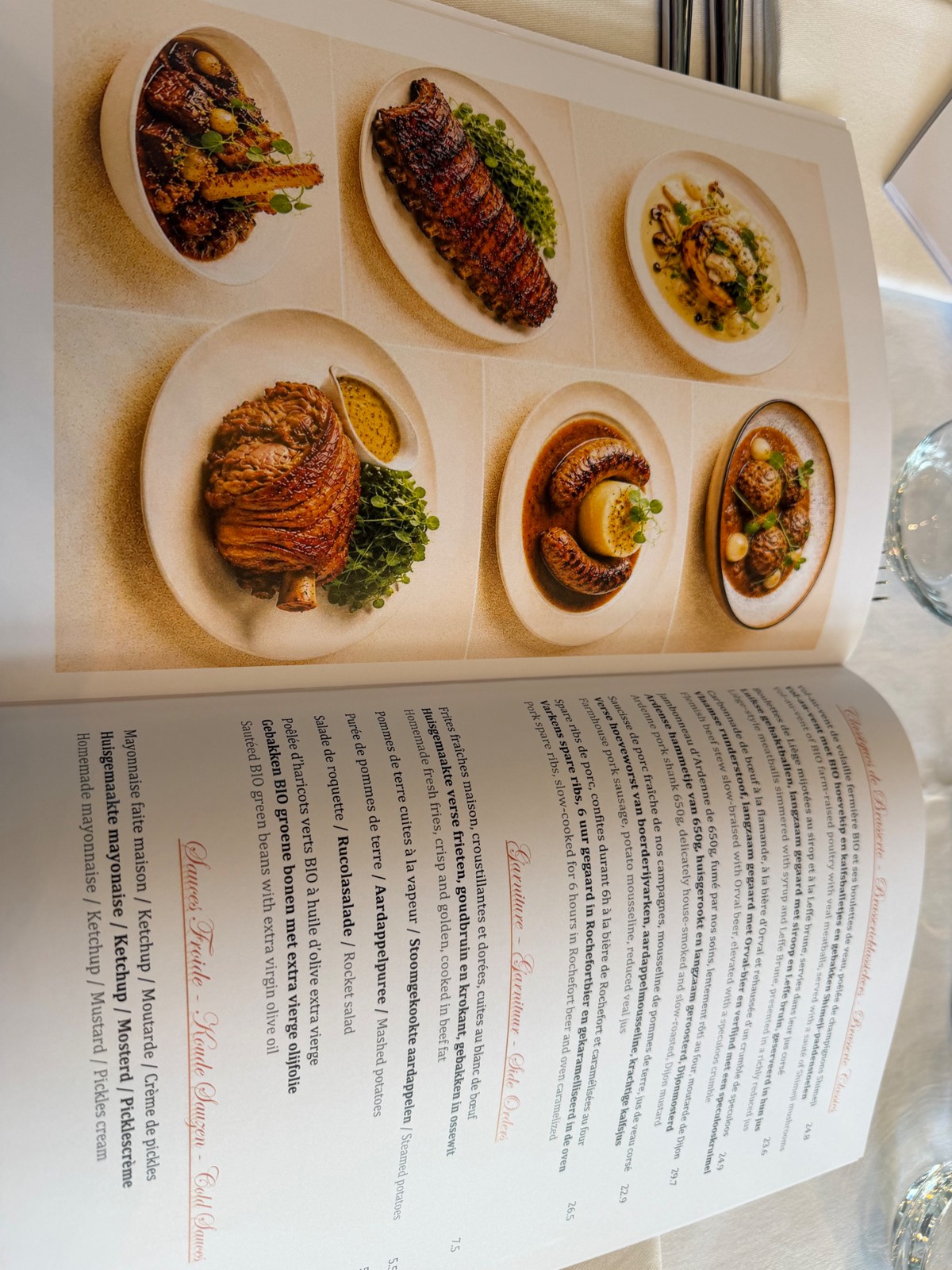 Page menu Auguste : classiques de brasserie