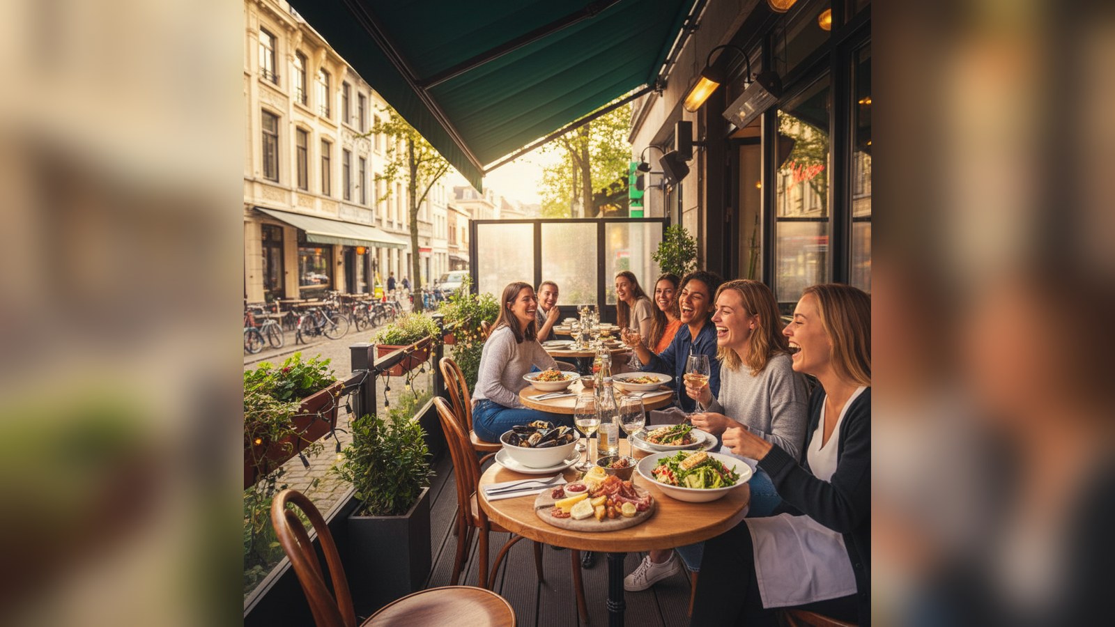 De lunch met collega’s in Brussel: een klein ritueel dat groots deugd doet. AI-illustratie bij het artikel « De lunch met collega’s in Brussel: een klein ritueel dat groots deugd doet. »