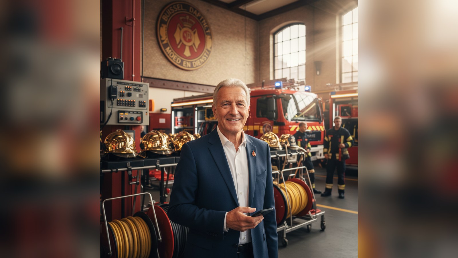 Walter Derieuw: het hart achter de stem van de Brusselse brandweer AI-illustratie bij het artikel « Walter Derieuw: het hart achter de stem van de Brusselse brandweer »