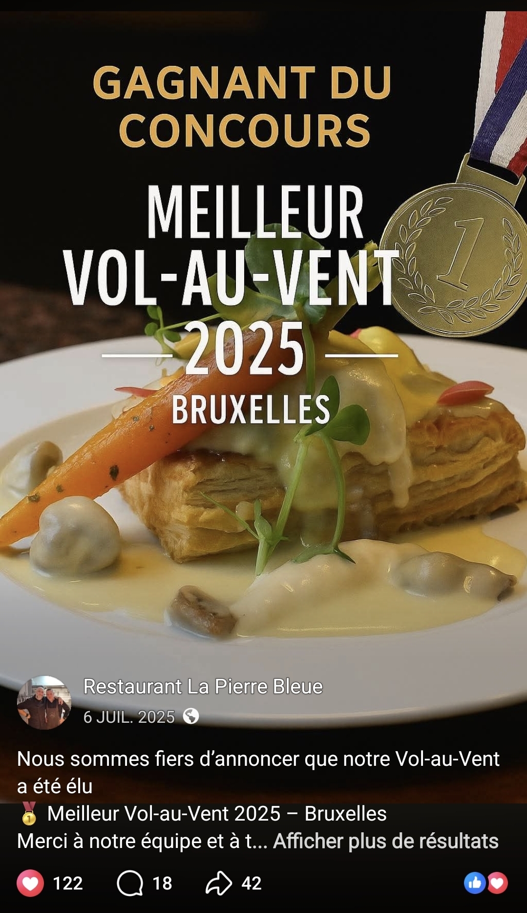 Vol-au-vent gagnant du concours Bruxelles 2025