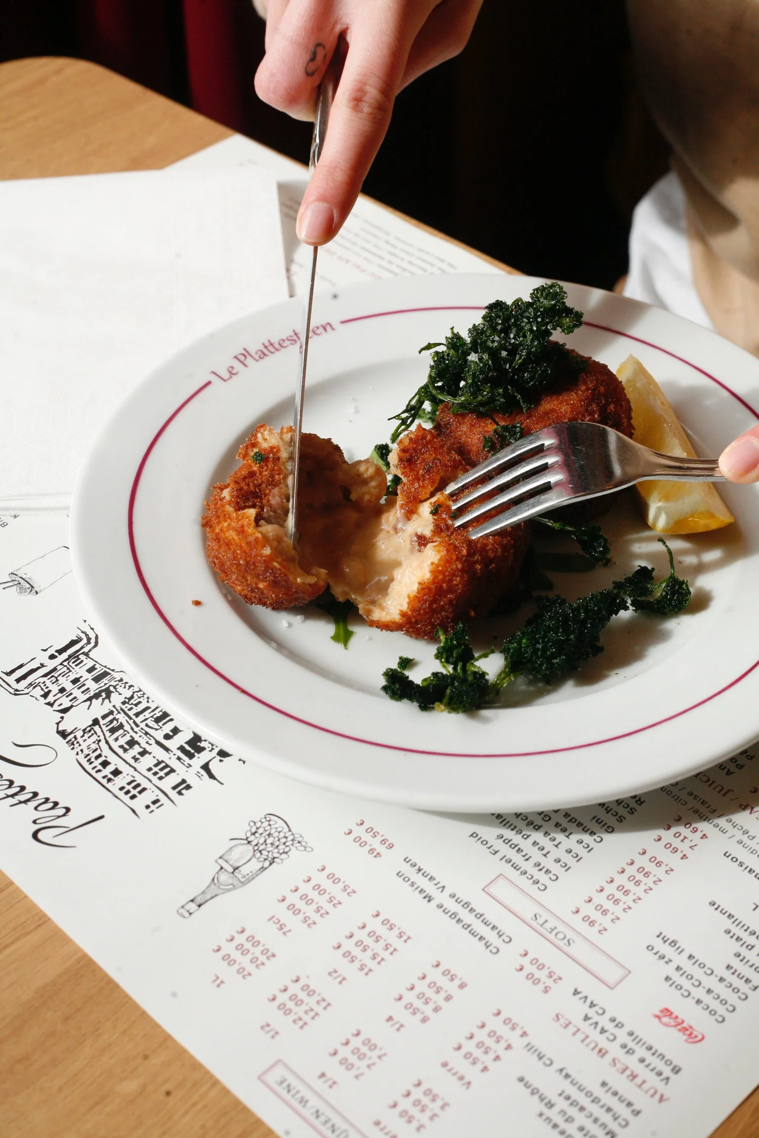 Grey shrimp croquettes served at Plattesteen in Brussels
